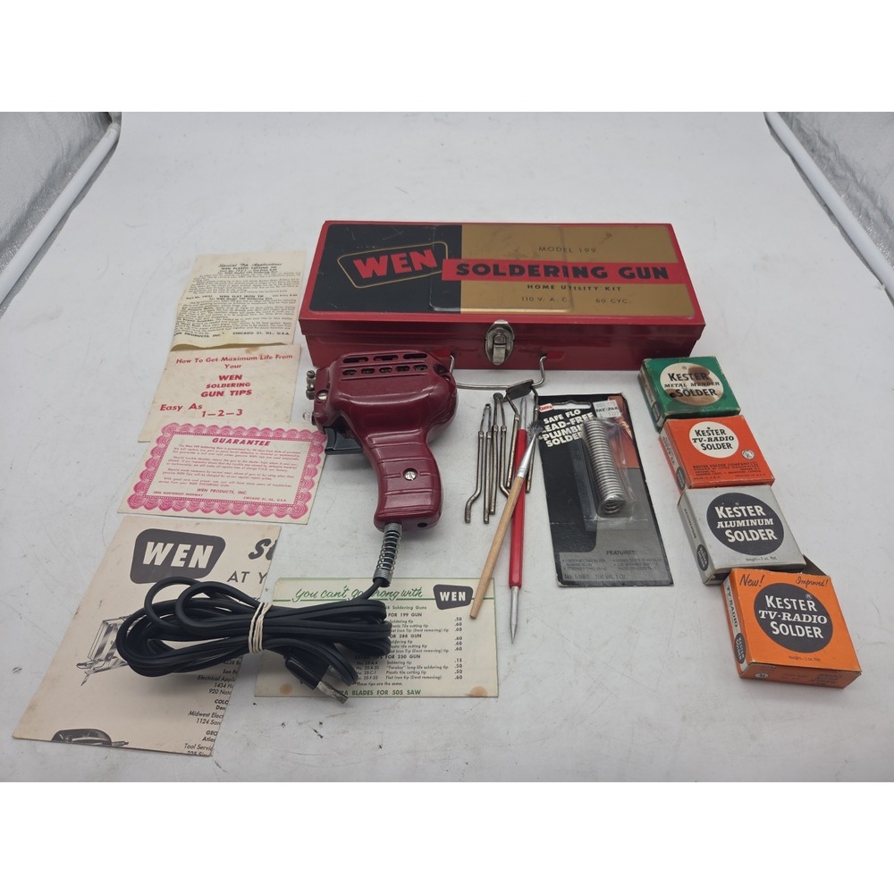 Vintage WEN MODEL 199 SOLDERING GUN KIT w/ ATTACHMENTS - WORKS GREAT W/ Case